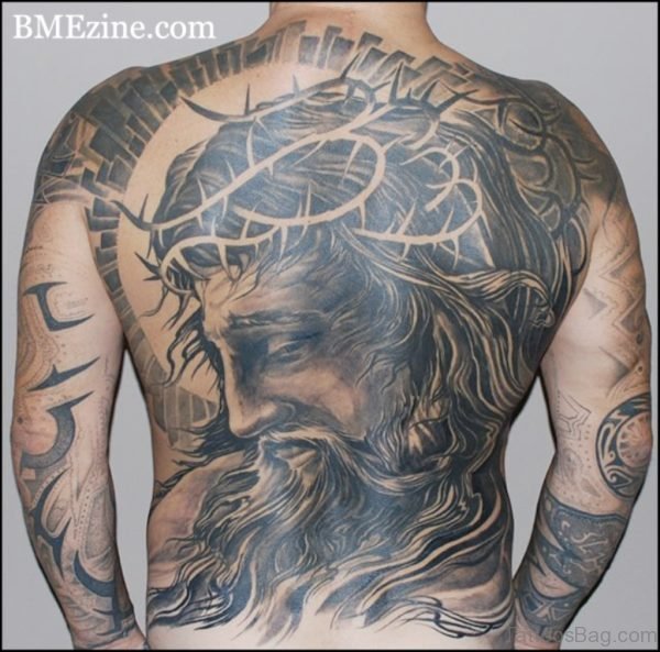 Nice Jesus Tattoo On Back
