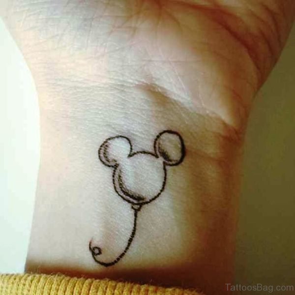 Nice Mickey Balloon Wrist Tattoo