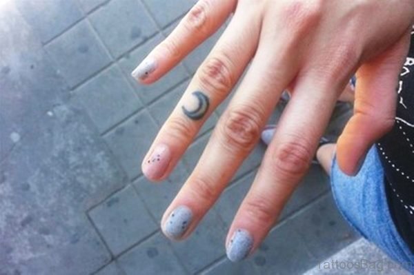 Nice Moon Finger Tattoo