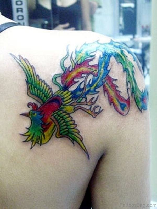 Nice Phoenix Shoulder Tattoo Design