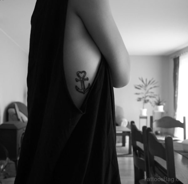 Nice Rib Side Anchor Tattoo