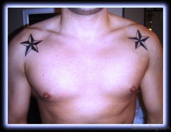 Nice Star Tattoo On Both Shoulder