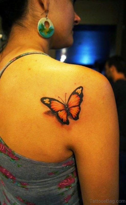 Orange Butterfly Tattoo Design