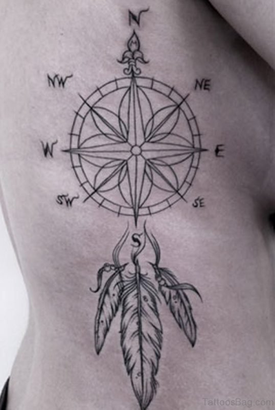 Outline Compass Tattoo