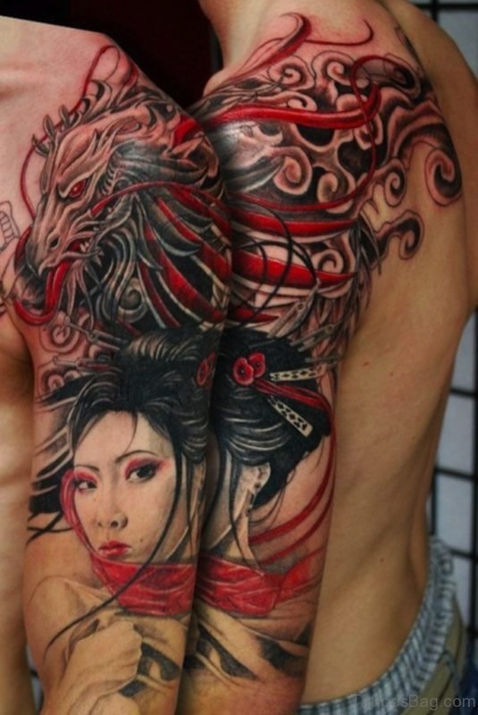 Outstanding Geisha Tattoo 