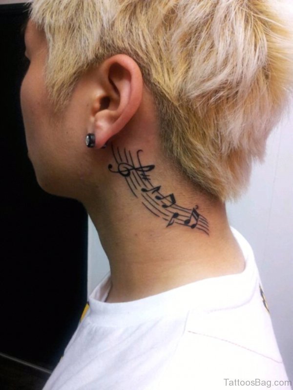 Outstanding Music Neck Tattoo