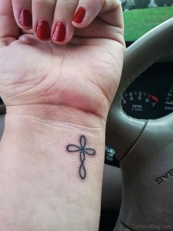 Outstanding Small Wrist Cross Tattoo