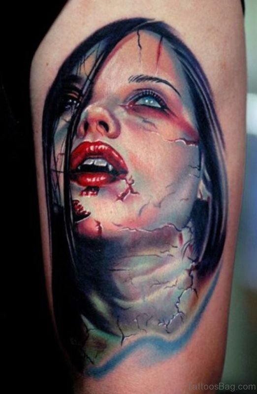 Outstanding Vampire Girl Portrait Tattoo