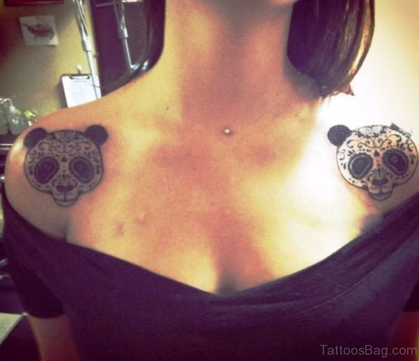 Panda Tattoo On Both Shoulder