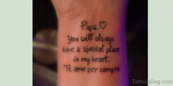 Papa Quote Tattoo On Wrist