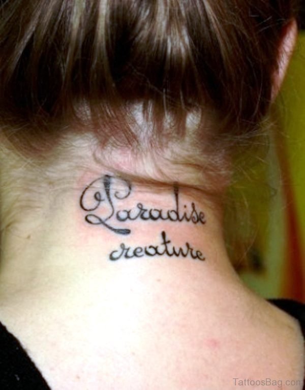 Paradise Letter Neck Tattoo