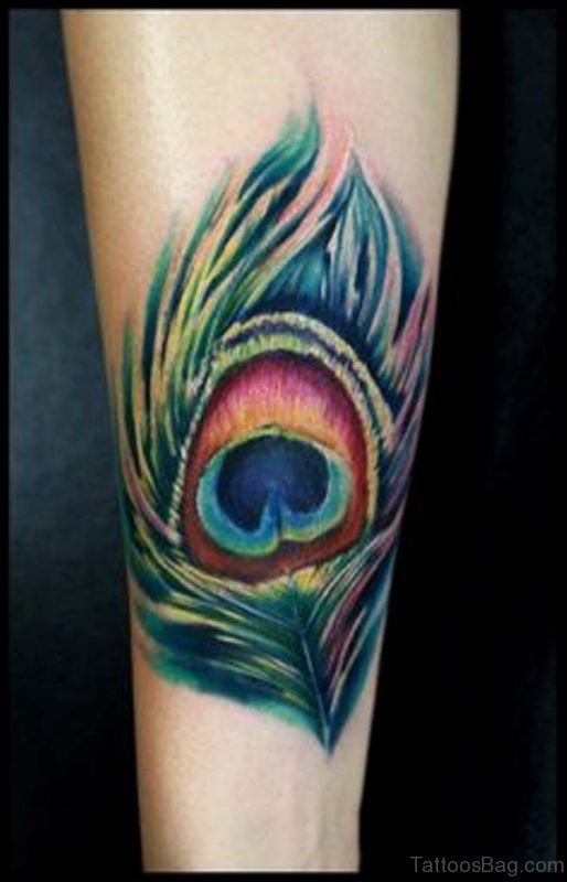 Peacock Feather Wrist Tattoo