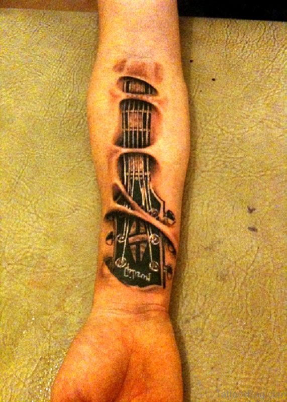 Photo Of Forearm Guitar Tattoo On Forearm