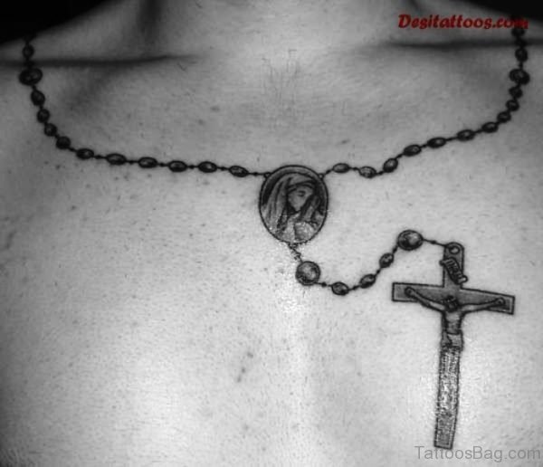 Photo Of Rosary Tattoo On Neck