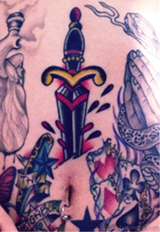 Pic Of Dagger Tattoo On Stomach