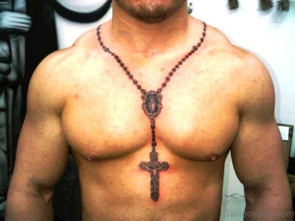 Pic Of Rosary Neck Tattoo