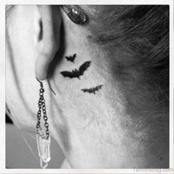 Picture Of Bats Tattoo Behind Ears