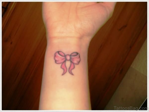 Pink Bow Tattoo On Wrist 1