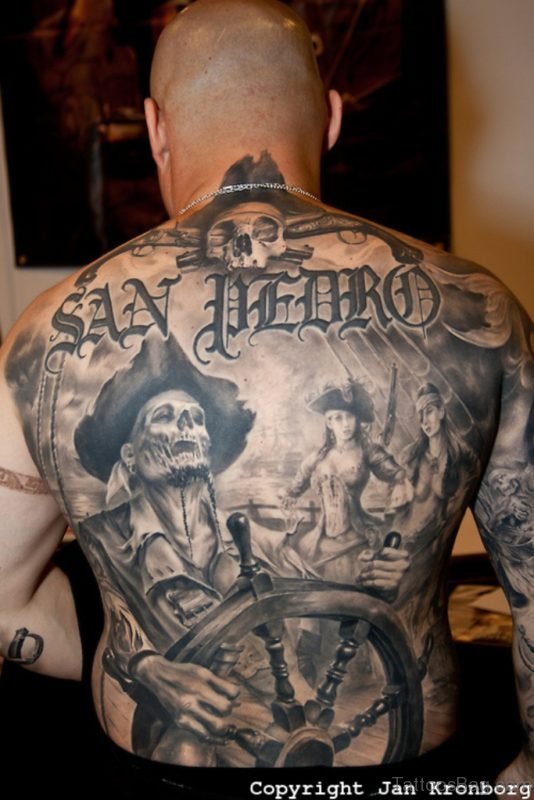 Pirate Tattoo On Full Back