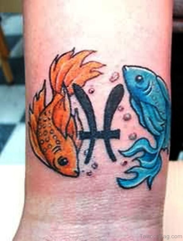 Pisces Fish Tattoo On Wrist
