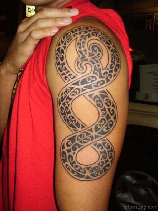 Polynesian Snake Tattoo On Shoulder