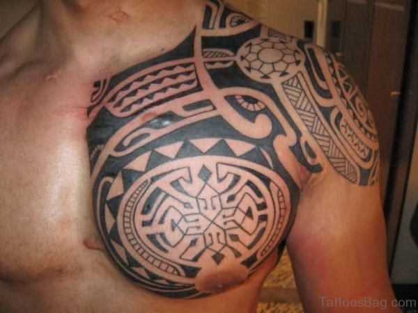 Polynesian Tribal Chest Tattoo