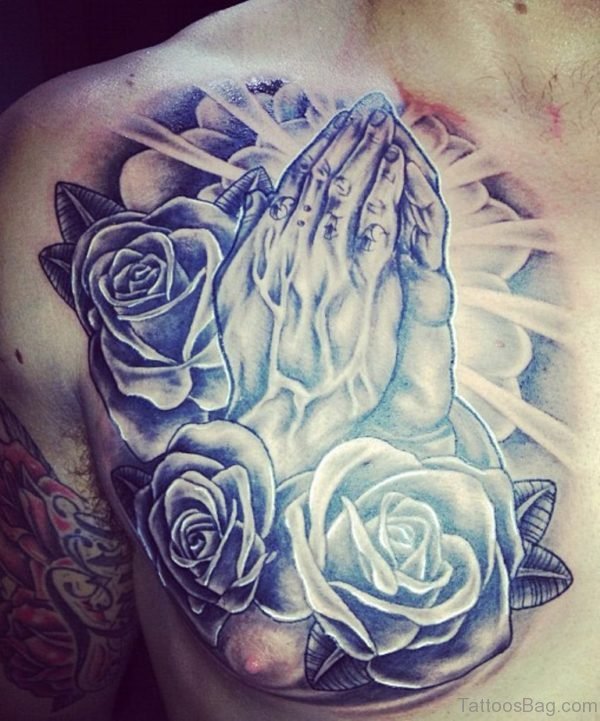 Praying Hands And Rose Tattoo