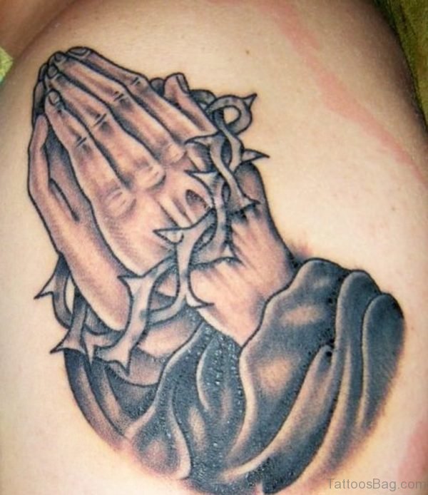 Praying Hands Shoulder Tattoo