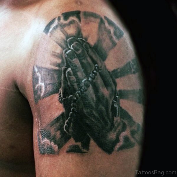 Praying Hands With Rosary Tattoo