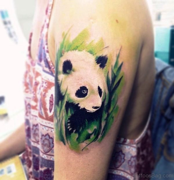 Pretty Panda Shoulder Tattoo