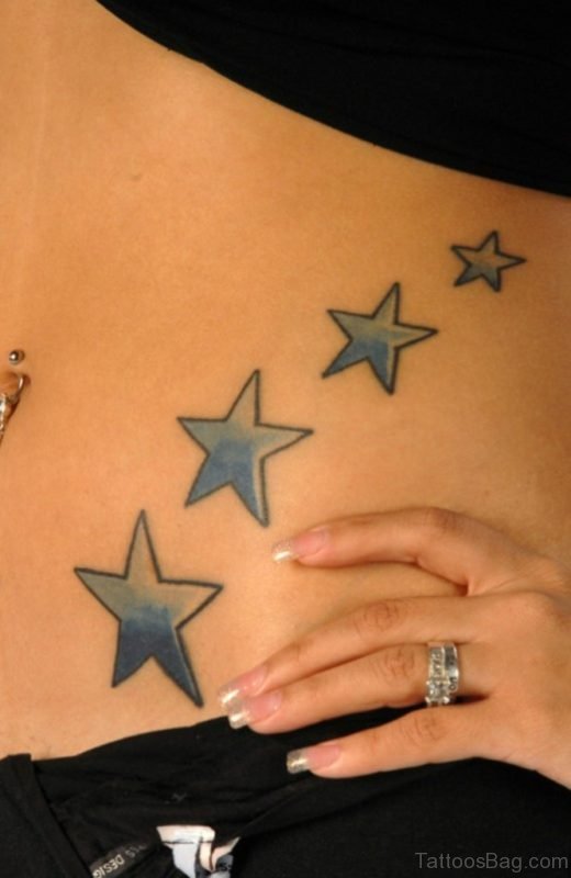 Pretty Star Tattoo On Rib
