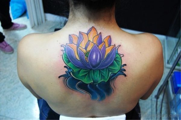 Purple Lotus Neck Tattoo Design