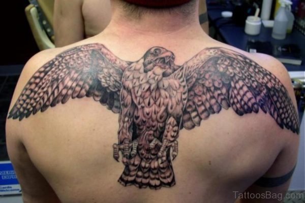 Realistic Eagle Tattoo On Back