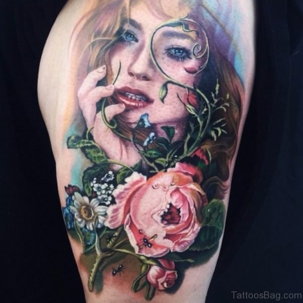 Realistic Girl Portrait Tattoo