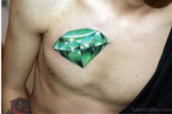 Realistic Green Diamond Tattoo