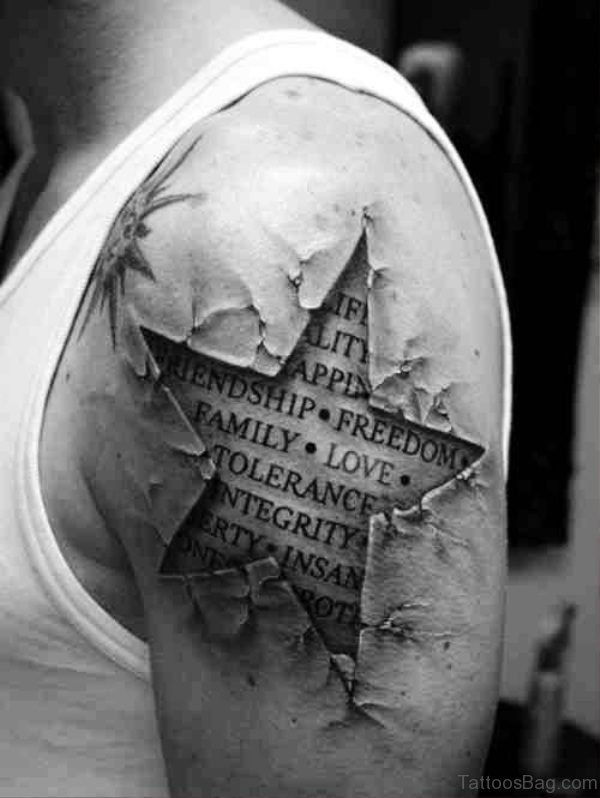 Realistic Star Shoulder Tattoo Design