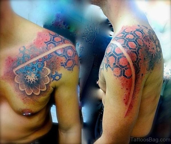 Red And Black Astro Geometric Tattoo