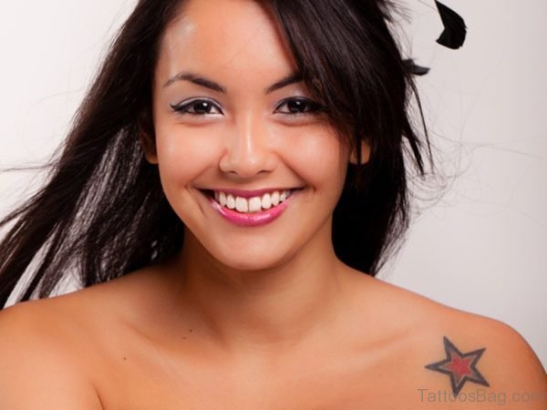Red And Black Star Tattoo