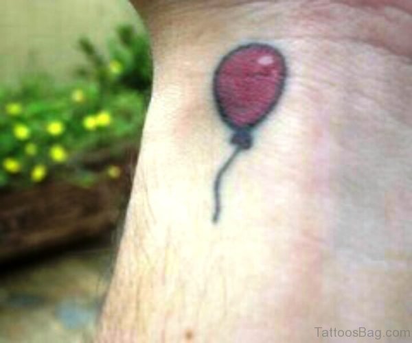 Red Balloon Wrist Tattoo Design