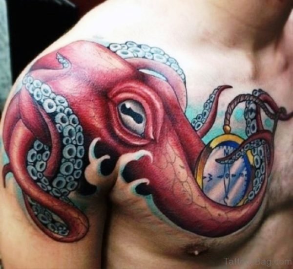 Red Front Shoulder Tattoo