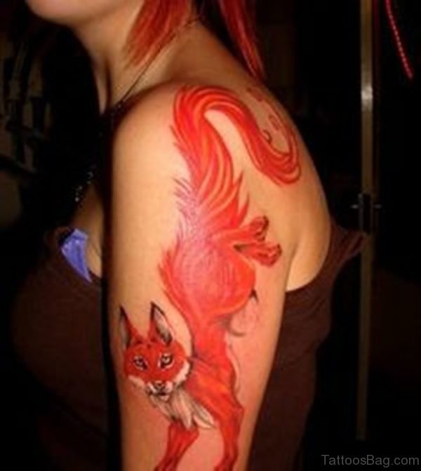 Red Ink Fox Tattoo