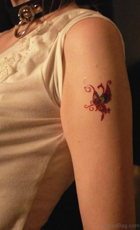 Red Little Butterful Tattoo