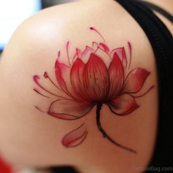Red Lotus Flower Tattoo