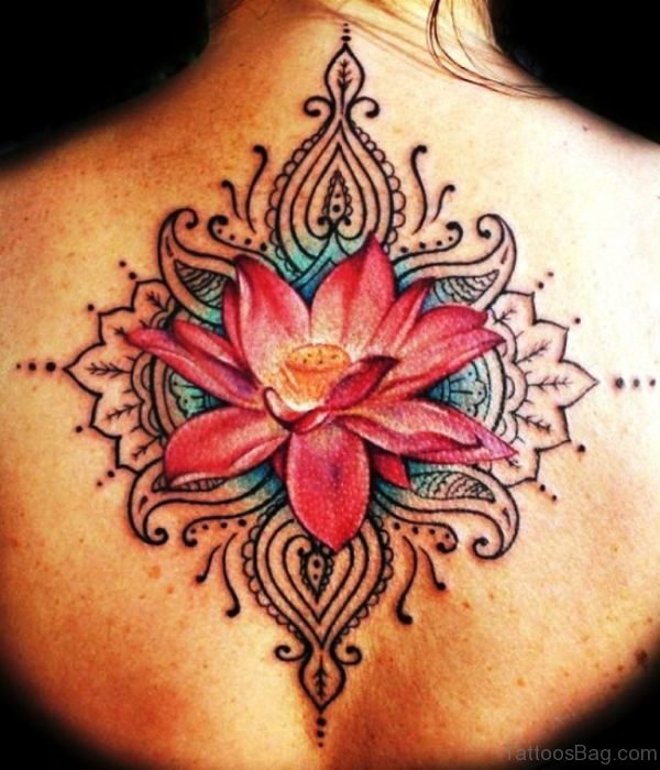 Red Lotus Neck Tattoo