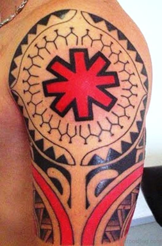 Red Maori Shoulder Tattoo