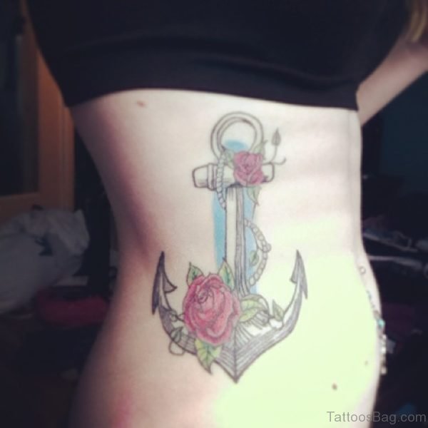 Red Roses And Anchor Tattoo