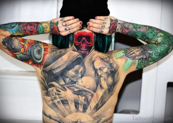 Red Skull Tattoo On Neck