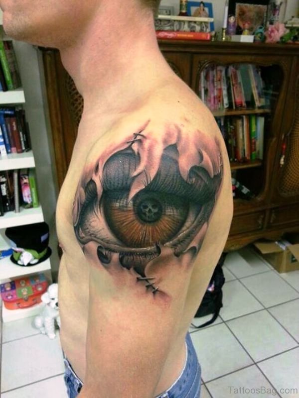 Ripped Eye Skull Tattoo 