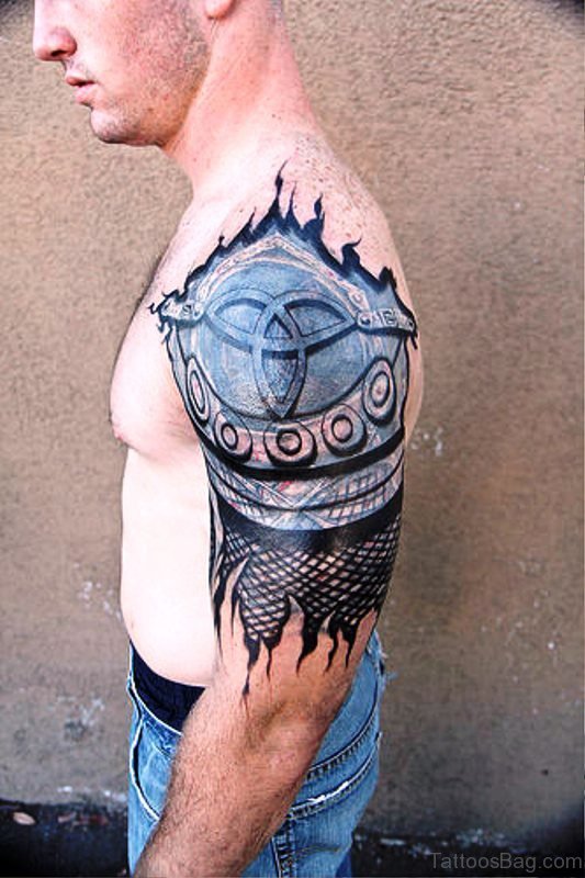 Ripped Skin Armour Tattoo Design
