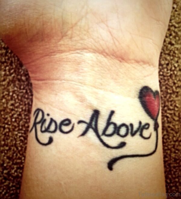 Rise Above Balloon Tattoo On Wrist